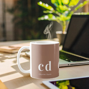 Caneca De Café Nome das iniciais do monograma castanho-mocca