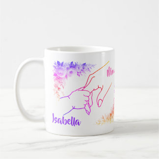 Caneca De Café Nome das Mãos da Mãe e Filha Mug