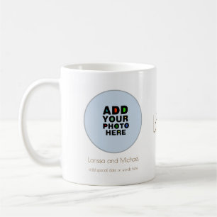 Caneca De Café nome, data e branco de foto personalizado