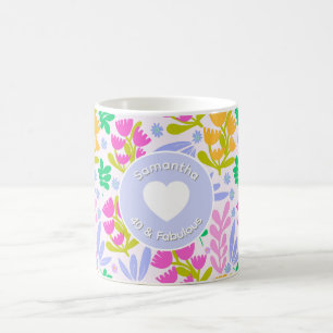 Caneca De Café nome de 40º aniversário aquarela flores silvestres