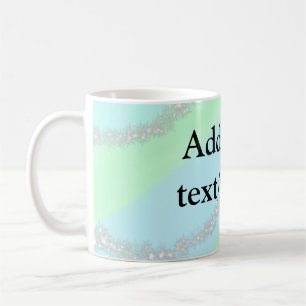 Caneca De Café Nome de adição do pastel cintilante verde-rosa azu