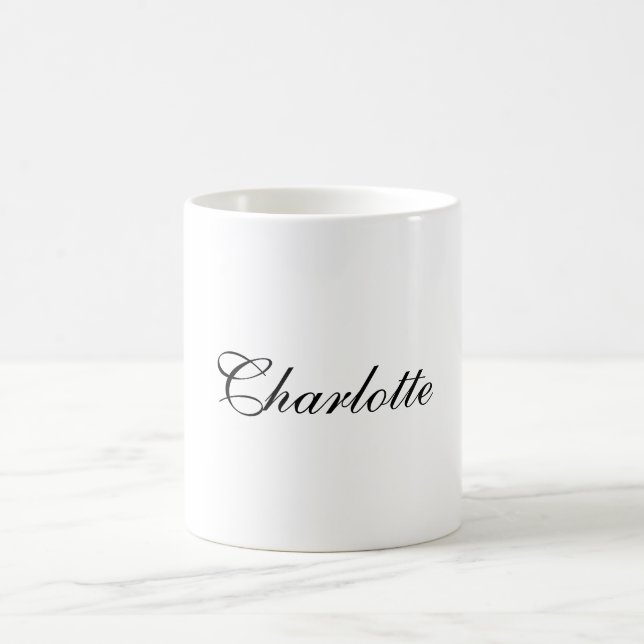 Caneca De Café Nome de Adição Profissional Elegante Preto Simples (Centro)