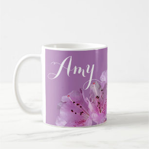 Caneca De Café Nome de Amy personalizável cor-de-rosa púrpura bon