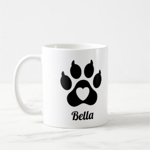 Caneca De Café Nome de Animal de Estimação com Pegada de Pata Min