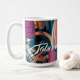 Caneca De Café Nome de Assinatura de Script Personalizado Tropica