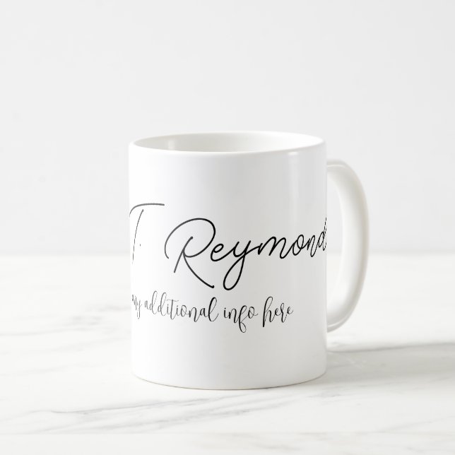 Caneca De Café Nome de assinatura simples branco (Frente Esquerda)
