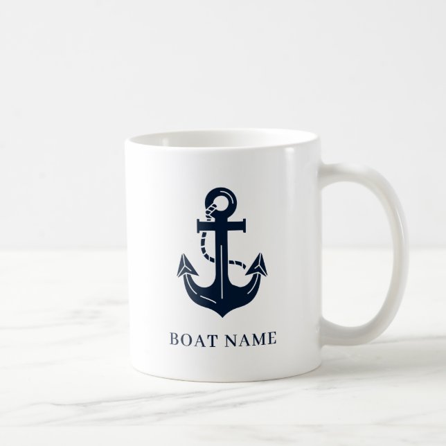 Caneca De Café Nome de Barco Âncora Náutica (Direita)
