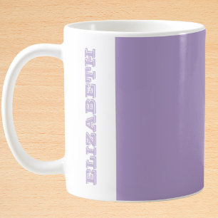 Caneca De Café Nome de Bloco Roxo Moderno Personalizado
