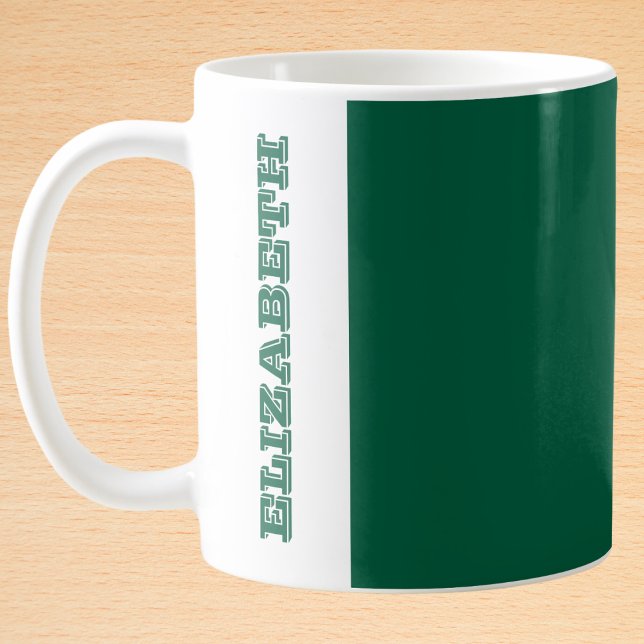 Caneca De Café Nome de Bloco Verde Moderno Personalizado (Criador carregado)