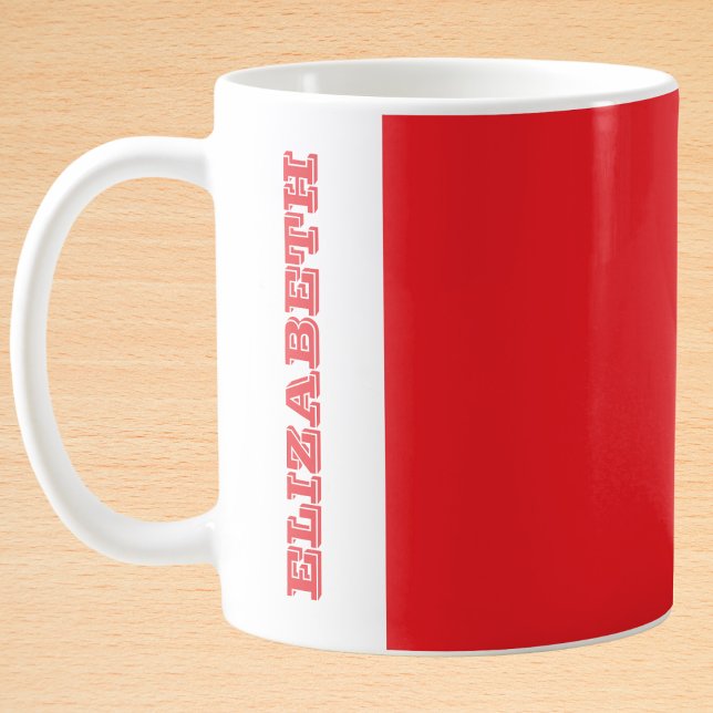 Caneca De Café Nome de Bloco Vermelho Moderno Personalizado (Criador carregado)