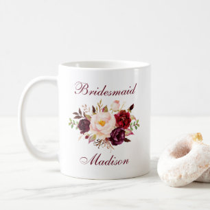 Caneca De Café Nome de Bridesmaid Floral da Borboleta da Aquarela