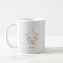 Caneca De Café Nome de Crianças Elefante Fofo Personalizado