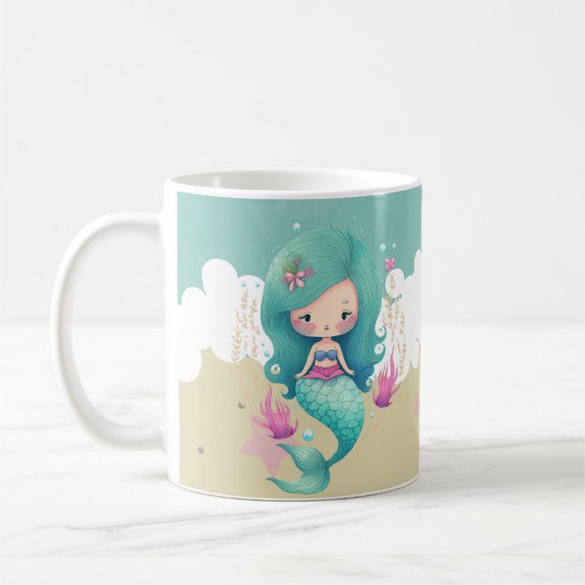Caneca De Café Nome de Crianças Sereia Fofa (Esquerda)
