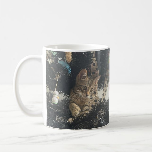 Caneca De Café Nome de Foto de Pet Gatinho Fofo  (Esquerda)