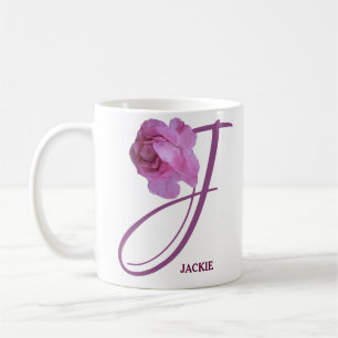 Caneca De Café Nome de Jackie bonito rosa rosa rosa floral