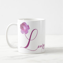 Caneca De Café Nome de Laura bonito rosa rosa floral