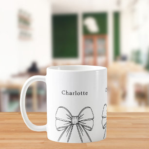 Caneca De Café Nome de letra cursiva com arco preto e branco