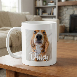 Caneca De Café Nome de Letra Elegante Cachorro Gato Pet Foto
