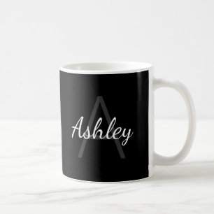 Caneca De Café Nome de Menina Monogramado Fofo Preto & Branco