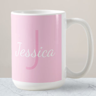 Caneca De Café Nome de Menina Monogramado Fofo Rosa Suave e Bra