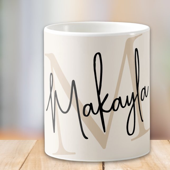 Caneca De Café Nome de Monograma Moderno (Criador carregado)