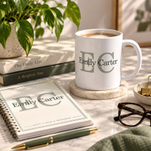 Nome de Monograma Personalizado Café Elegante