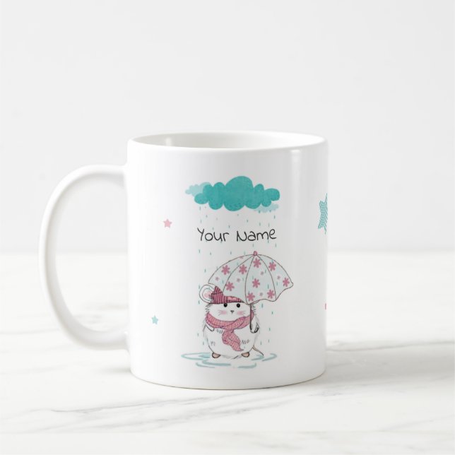 Caneca De Café Nome de Pequeno Hamster e Estrelas Bonito (Esquerda)