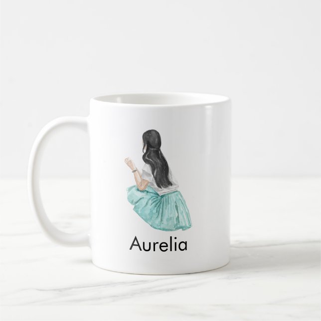 Caneca De Café Nome de Personalização da Menina Elegante Minimali (Esquerda)