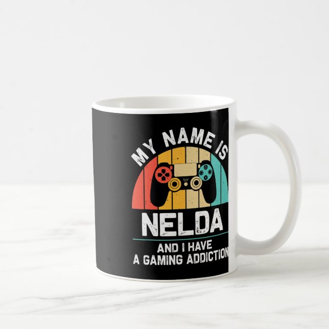 Caneca De Café Nome de Presente Nelda Personalizado Piada Geeks J (Direita)