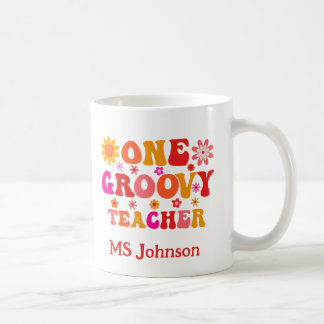 Caneca De Café Nome de Professor Groovy dos Anos 70 Retro