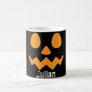 Caneca De Café Nome de Pumpkin no Dia das Bruxas Simples Jack-o-L