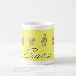 Caneca De Café Nome de Sara no ASL