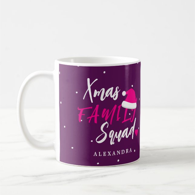 Caneca De Café Nome de script personalizado do esquadrão da famíl (Esquerda)