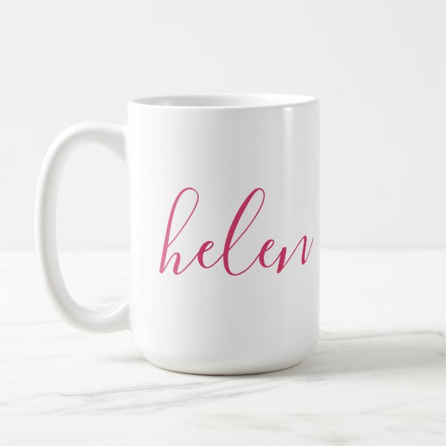 Caneca De Café Nome de Script Personalizado Gift Pink Personaliza (Esquerda)