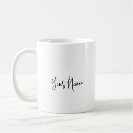 Caneca De Café Nome de Script Personalizado Na moda Minimalista d