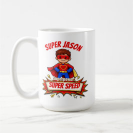 Caneca De Café Nome de Super-Herói Infantil Personalizado & Super