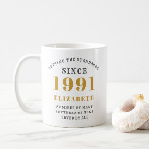 Caneca De Café Nome do Adicionar Elegante do aniversário de 30 an