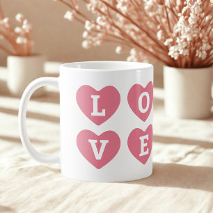 Caneca De Café Nome do Amor com Corações