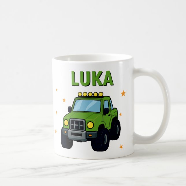 Caneca De Café Nome do Caminhão Monstro Idade Aniversário  (Direita)