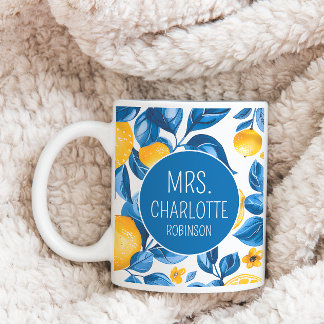 Caneca De Café Nome do Casal Personalizado de Fruta Tropical Padr