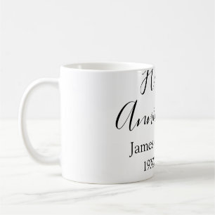 Caneca De Café Nome do casamento do aniversário feliz data ano si