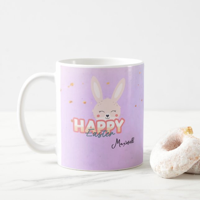 Caneca De Café Nome do coelho do felz pascoa (Com Donut)