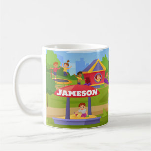 Caneca De Café Nome do Diário de Cartoon Colorido para Crianças C