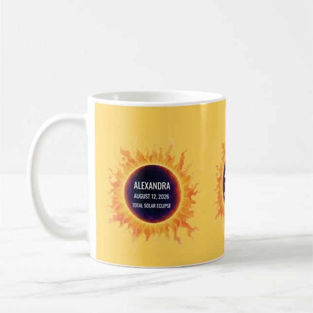 Caneca De Café Nome do Eclipse Solar Total de Aquarela Ousada 202 (Esquerda)