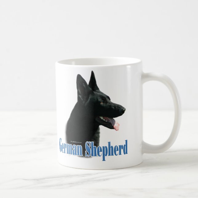 Caneca De Café Nome do german shepherd (preto) (Direita)