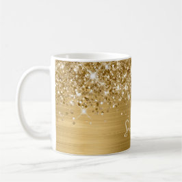 Caneca De Café Nome do Glam Dourado da Glittery