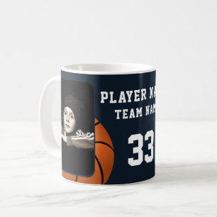 Caneca De Café Nome do Jogador de Basquete Número Equipe 2 Fotos