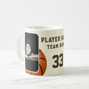 Caneca De Café Nome do Jogador de Basquete Número Equipe 2 Fotos