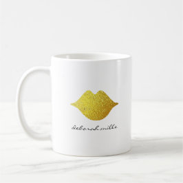 Caneca De Café Nome do manuscrito com lábios de ouro