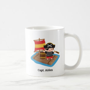 Caneca De Café Nome do Menino Pirata Capitão da Jangada de Madeir